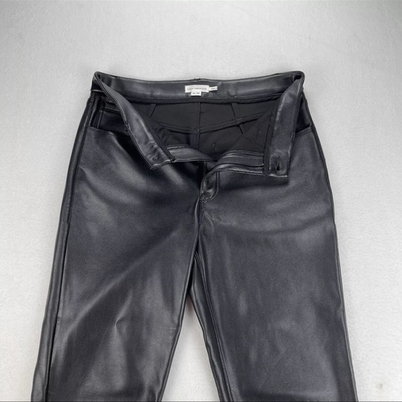 Good American Faux Leather Icon Straight Pants Brown Metallic Women Size 14/32 - Picture 5 of 8